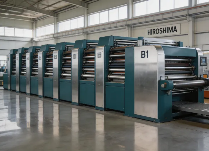 RMGT 1050 B1 sheetfed offset press in a commercial print production hall